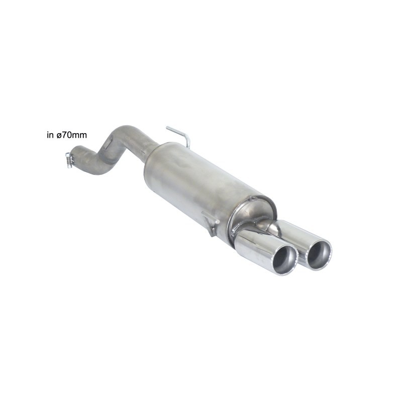 Silencieux arrière en inox avec 2 sorties rondes 80 mm décalées- Ligne avec diamètre majoré 70 mm - à installer avec 57.00850.