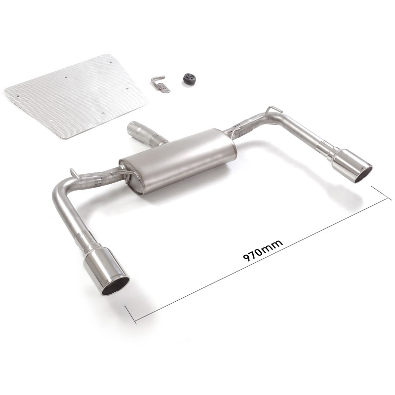 Silencieux arrière duplex en inox g/d avec sortie ronde Sport Line 90 mm
 Modifier le pare-chocs d'origine - Pour jupe arrièr.