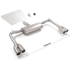 Silencieux arrière duplex en inox g/d avec 2 sorties rondes 80 mm décalées 
 Modifier le pare-chocs d'origine ou utiliser jup.