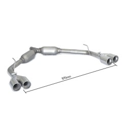 Silencieux arrière duplex en inox g/d avec 2 sorties rondes 80 mm décalées 
 Modifier le pare-chocs d'origine ou utiliser jup.