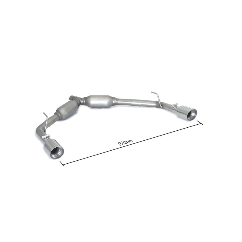 Silencieux arrière duplex en inox g/d avec sortie ronde Sport Line 90 mm
 Modifier le pare-chocs d'origine - Pour jupe arrièr.