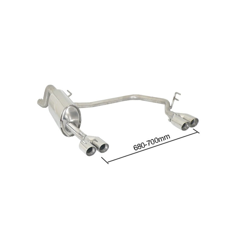 Silencieux arrière duplex en inox g/d avec 2 sorties rondes Sport Line 70 mm décalées - Modifier le pare-chocs d'origine- Pou.