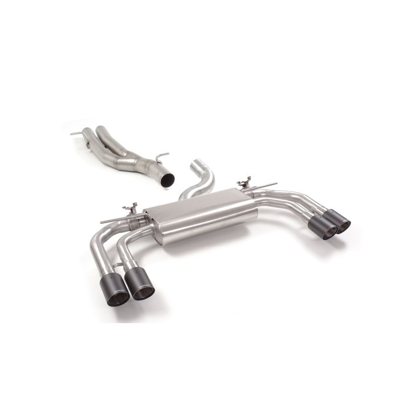 Tube intermédiaire groupe n sans silencieux en inox + Silencieux arrière duplex en inox g/d avec 2 sorties rondes Carbon Shot.