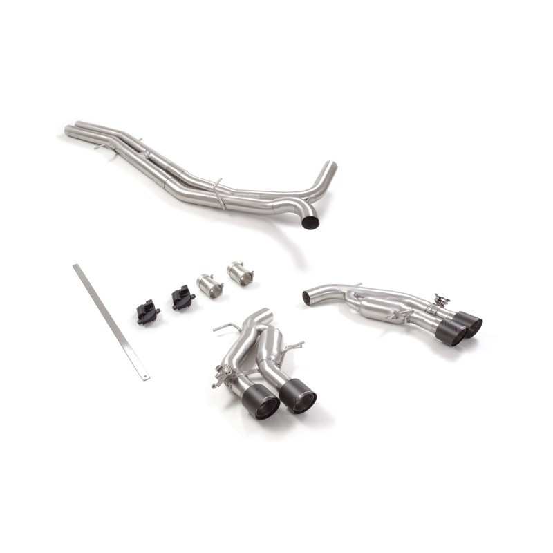 Tube intermédiaire groupe n sans silencieux en inox + Silencieux arrière duplex en inox g/d avec sortie ronde Carbon Shot 2 x.