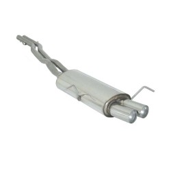 Tube intermédiaire groupe n sans silencieux + Silencieux arrière en inox avec 2 sorties rondes Racing 80 mm décalées