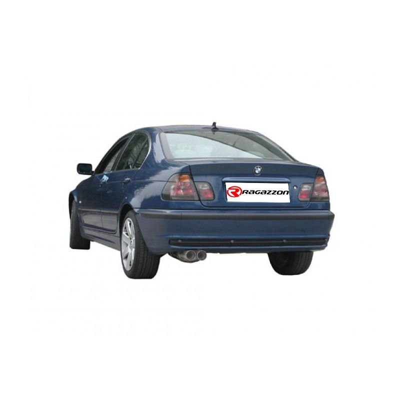 Tube intermédiaire groupe n sans silencieux + Silencieux arrière en inox avec 2 sorties rondes Racing 80 mm décalées