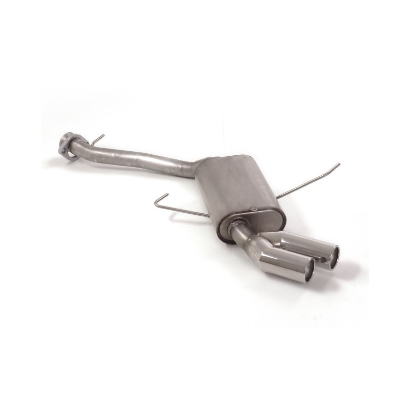 Silencieux arrière en inox avec 2 sorties rondes 76 mm décalées