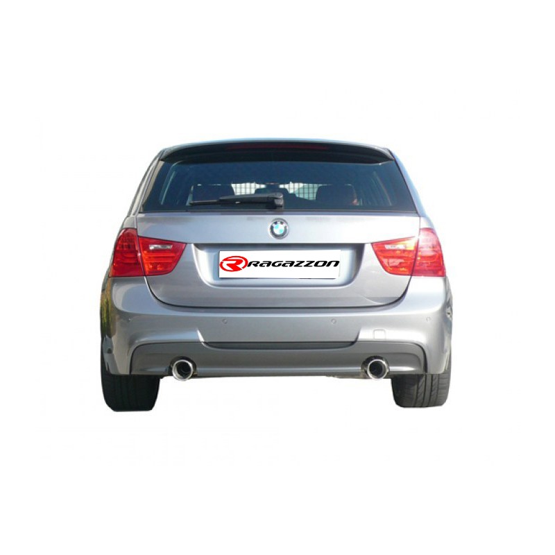 Silencieux arrière duplex en inox g/d avec 1 sortie rondes 90 mm - Modifier le pare-chocs d'origine- Pour pare-chocs mod.335i.