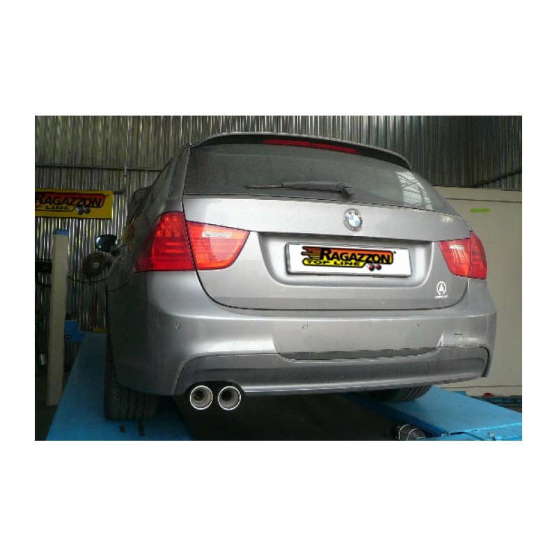 Silencieux arrière duplex en inox g/d avec 1 sortie rondes 90 mm - Modifier le pare-chocs d'origine- Pour pare-chocs mod.335i.