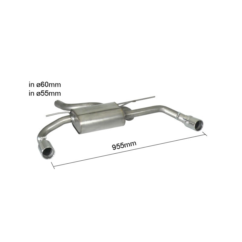 Silencieux arrière duplex en inox g/d avec sortie ronde 80 mm 