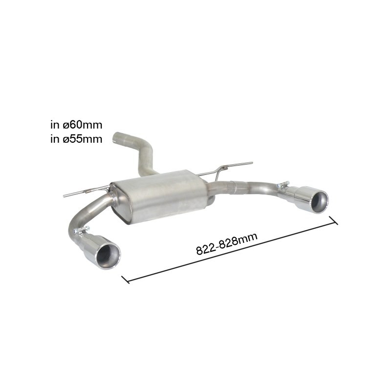 Silencieux arrière duplex en inox g/d avec sortie ronde 90 mm 