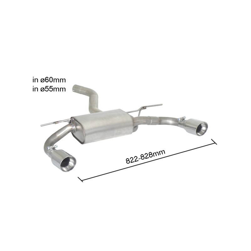 Silencieux arrière duplex en inox g/d avec sortie ronde Sport Line 90 mm