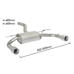 Silencieux arrière duplex en inox g/d avec sortie ronde 90 mm 