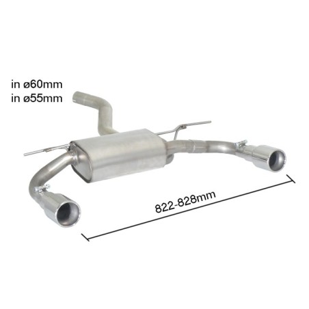 Silencieux arrière duplex en inox g/d avec sortie ronde 90 mm Silencieux arrière duplex en inox g/d avec sortie ronde 90 mm