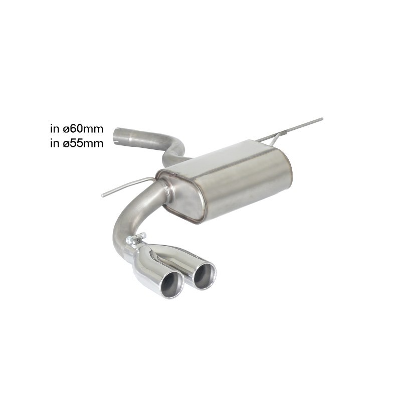 Silencieux arrière en inox avec 2 sorties rondes 70 mm décalées - Pare-chocs pack "M-Sport" - Utiliser jupe arrière BMW F32 4.