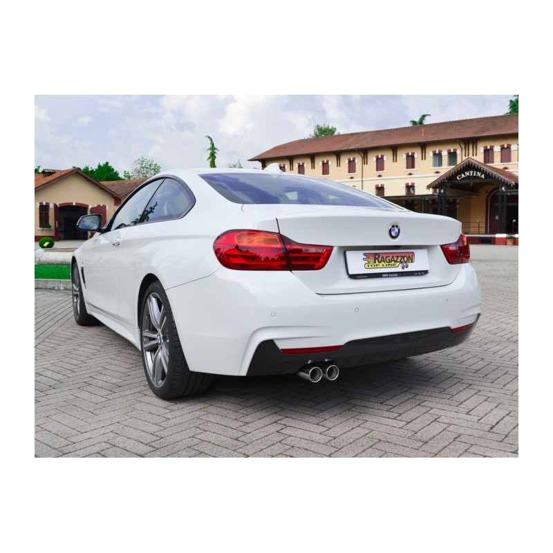 Silencieux arrière en inox avec 2 sorties rondes 70 mm décalées - Pare-chocs pack "M-Sport" - Utiliser jupe arrière BMW F32 4.
