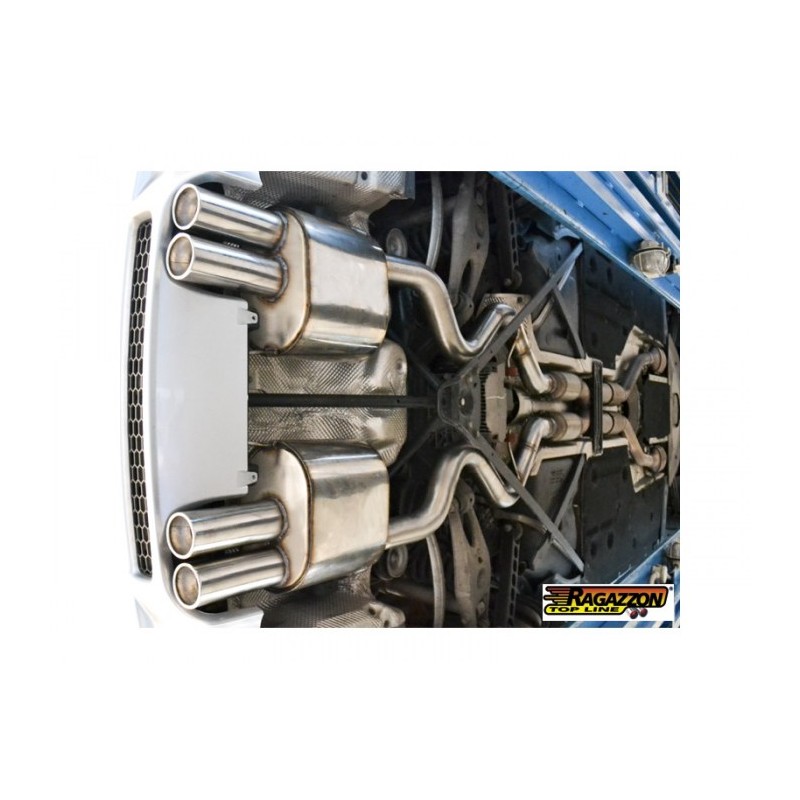 Silencieux arrière duplex en inox g/d avec 2 sorties rondes Race Line 80 mm décalées