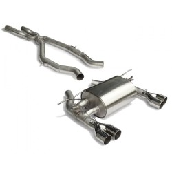 Tube intermédiaire groupe n sans silencieux en inox + Silencieux arrière duplex en inox g/d avec 2 sorties rondes Race Line 8.