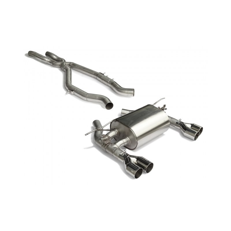 Tube intermédiaire groupe n sans silencieux en inox + Silencieux arrière duplex en inox g/d avec 2 sorties rondes Race Line 8.