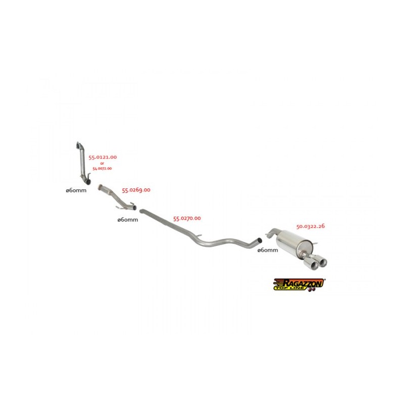 Tube antérieur en inox avec flexible - Ligne avec diamètre majoré 60 mm