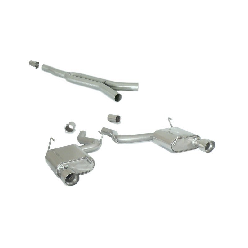 Tube intermédiaire groupe n sans silencieux en inox + Silencieux arrière duplex en inox g/d avec sortie ronde Sport Line 102 .