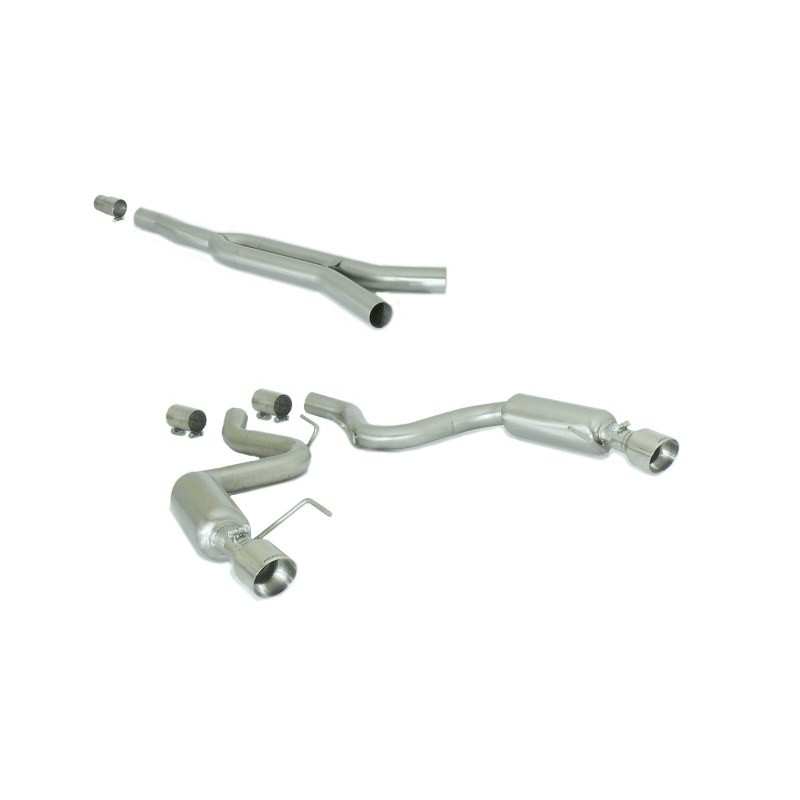 Tube intermédiaire groupe n sans silencieux en inox + Silencieux arrière duplex en inox g/d avec sortie ronde Sport Line 102 .