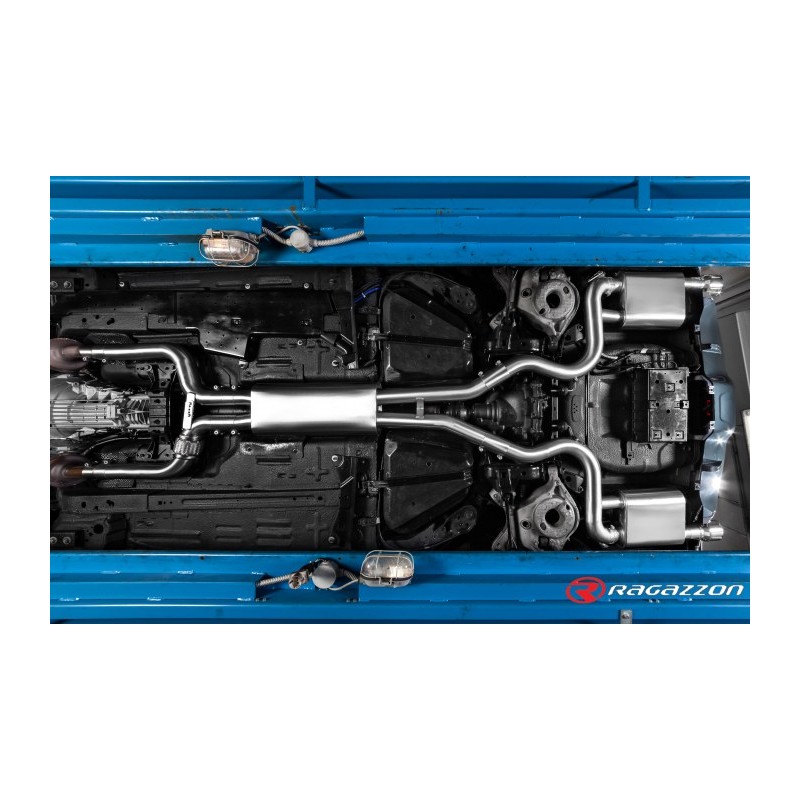 Tube intermédiaire groupe n sans silencieux en inox + Silencieux arrière duplex en inox g/d avec sortie ronde Sport Line 102 .