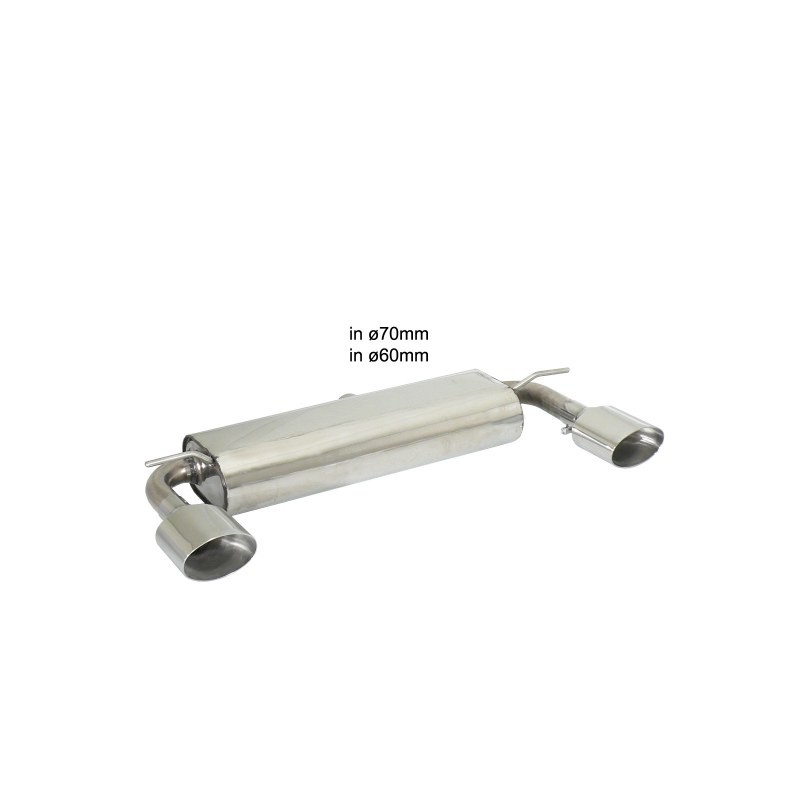 Silencieux arrière duplex en inox g/d avec 1 sortie ovale Sport Line 135x90 mm - Ligne avec diamètre majoré 70 mm