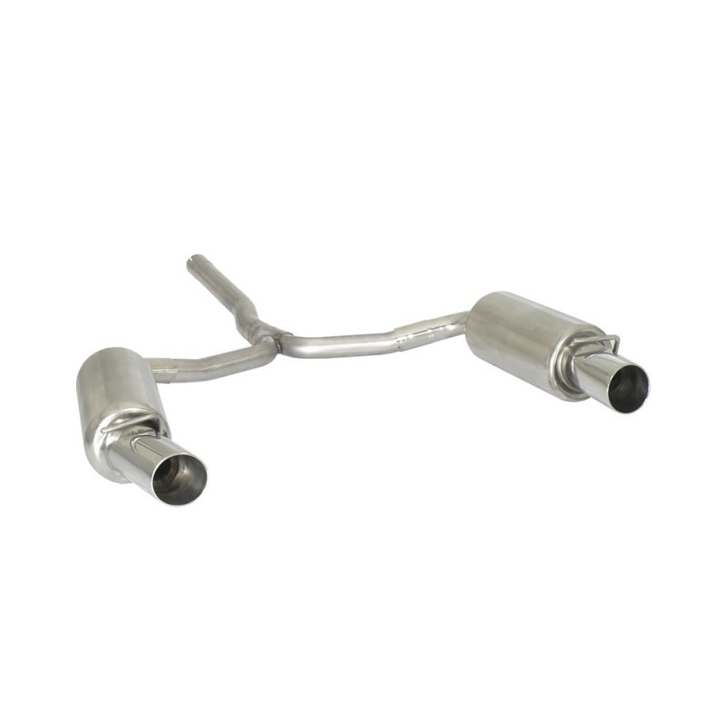 Silencieux arrière duplex en inox g/d avec sortie ronde Sport Line 90 mm - Modifier le pare-chocs d'origine ou utiliser jupe .