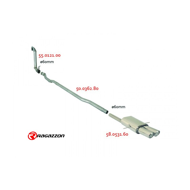 Silencieux arrière en inox avec 2 sorties rondes Sport Line centrales 90 mm