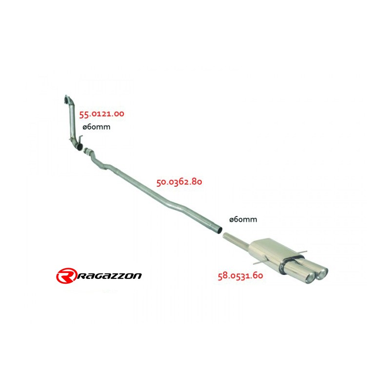 Silencieux arrière en inox avec 2 sorties rondes Sport Line centrales 90 mm