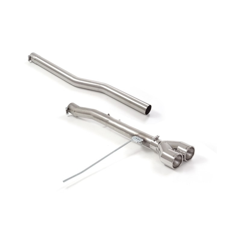 Tube arrière en inox group n avec 2 sorties rondes 102 mm