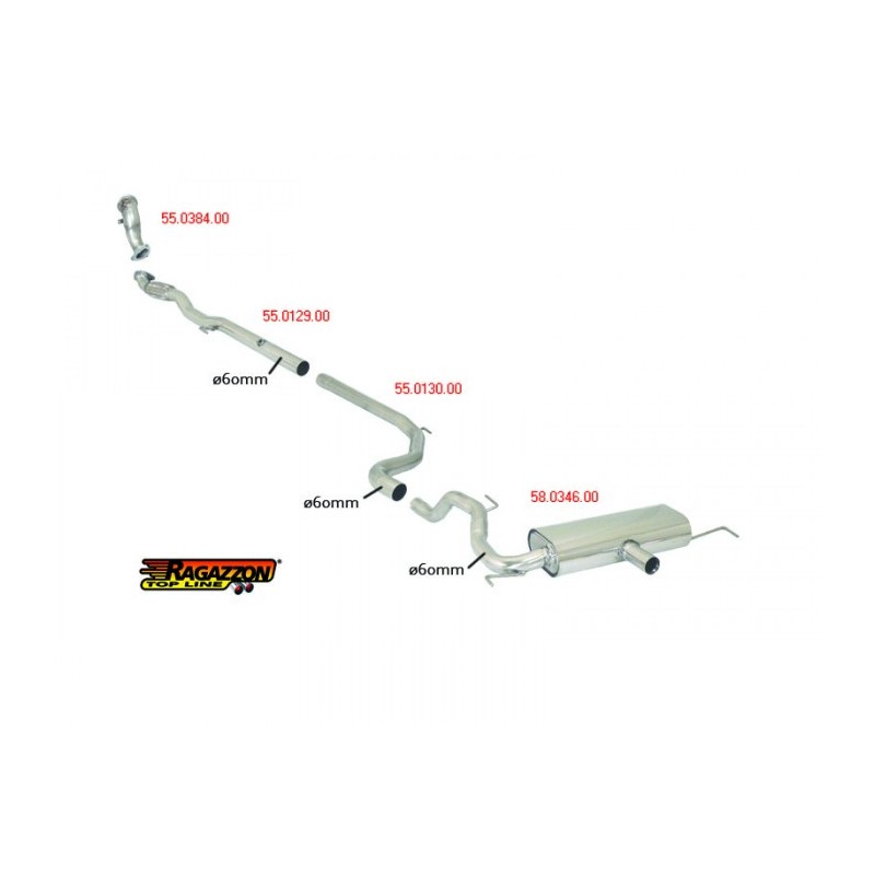 Silencieux arrière en inox avec 1 sortie ronde centrale 60 mm