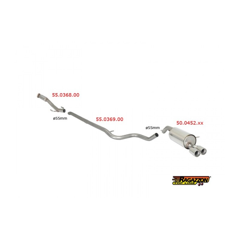 Silencieux arrière duplex en inox g/d avec 2 sorties rondes Sport Line 70 mm décalées - Modifier le pare-chocs d'origine