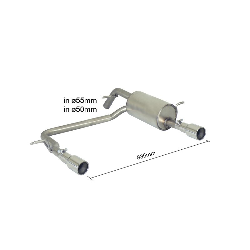 Silencieux arrière duplex en inox g/d avec sortie ronde 90 mm - Modifier le pare-chocs d'origine