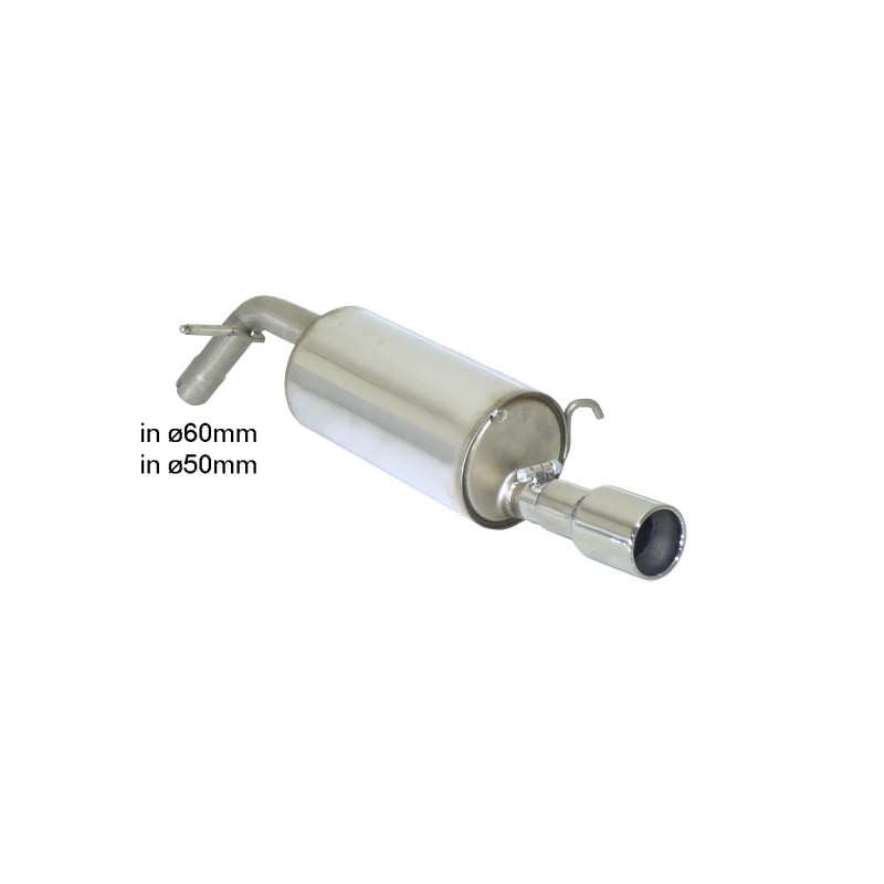 Silencieux arrière en inox avec 1 sortie ronde 90 mm