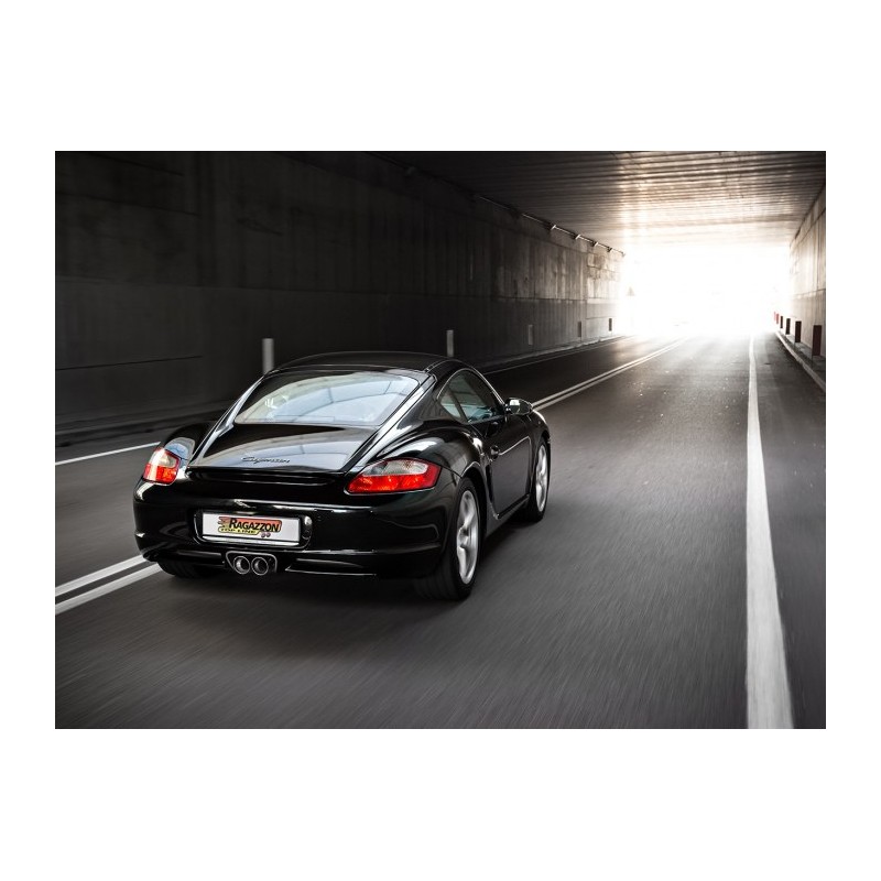 Tube remplacement cat groupe n en inox Gauche/Droite + Silencieux arrière duplex en inox avec 2 sorties rondes centrales Spor.