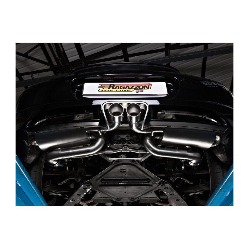 Tube remplacement cat groupe n en inox Gauche/Droite + Silencieux arrière duplex en inox avec 2 sorties rondes centrales Spor.