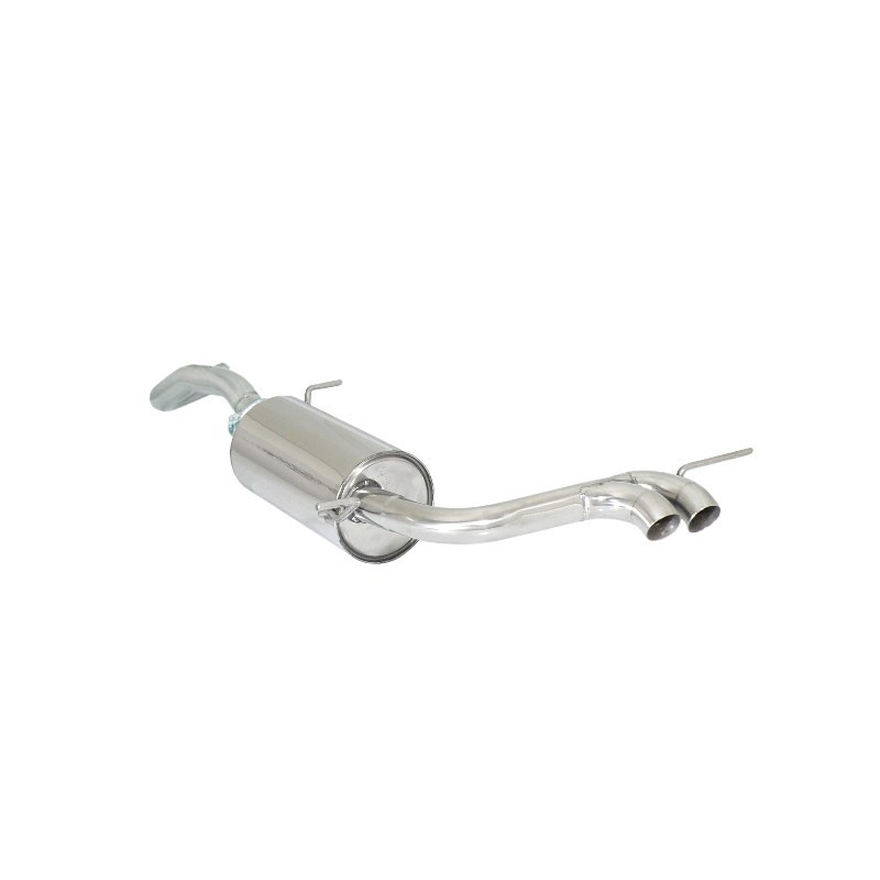 Silencieux arrière en inox avec 2 sorties rondes centrales 60 mm Silencieux arrière en inox avec 2 sorties rondes centrales 60 mm