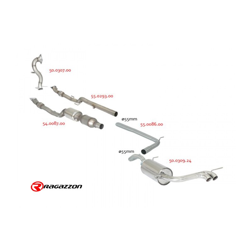 Silencieux arrière en inox avec 2 sorties rondes centrales 60 mm Silencieux arrière en inox avec 2 sorties rondes centrales 60 mm