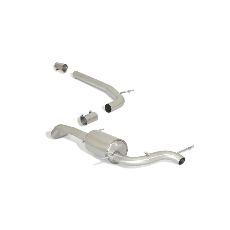 Tube intermédiaire groupe n sans silencieux en inox + Silencieux arrière en inox avec 1 sortie ronde centrale 63,5 mm 
 Ligne.