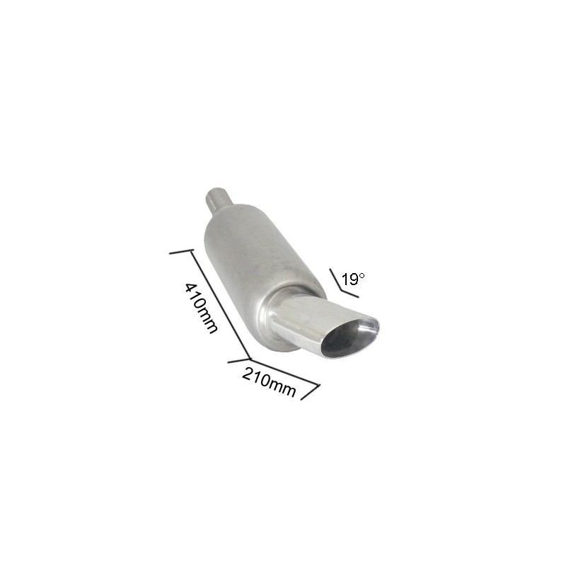 Silencieux arrière universal en inox avec 1 sortie ovale  Sport Line 110 x 65 mm  - diamètre intérieur du tube d'entrée 46/51.