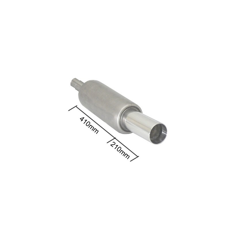 Silencieux arrière universal en inox avec 1 sortie ronde  Sport Line 90 mm  - diamètre intérieur du tube d'entrée 56/61 mm - .