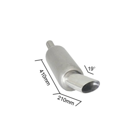 Silencieux arrière universal en inox avec 1 sortie ovale Sport Line 110 x 65 mm - diamètre intérieur du tube d'entrée 56/61. Silencieux arrière universal en inox avec 1 sortie ovale Sport Line 110 x 65 mm - diamètre intérieur du tube d'entrée 56/61.