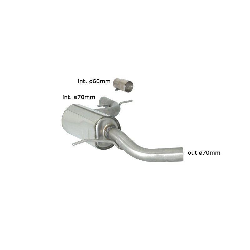 Silencieux intermédiaire en inox - Ligne avec diamètre majoré 70 mm