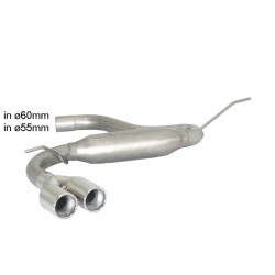 Silencieux arrière en inox avec 2 sorties rondes 80 mm décalées