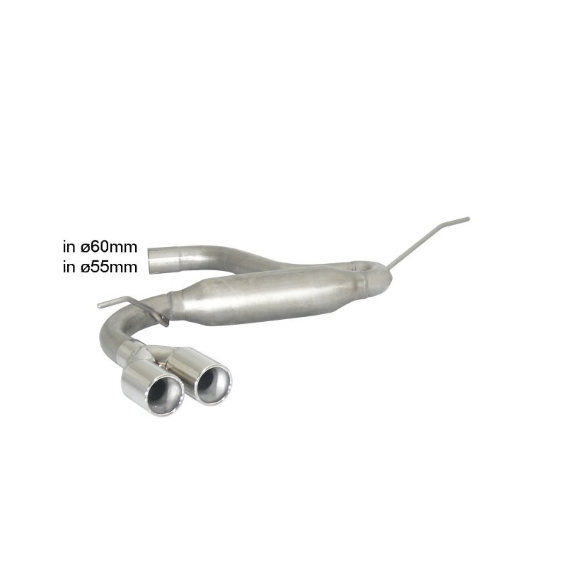 Silencieux arrière en inox avec 2 sorties rondes 80 mm décalées