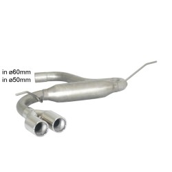 Silencieux arrière en inox avec 2 sorties rondes 80 mm décalées