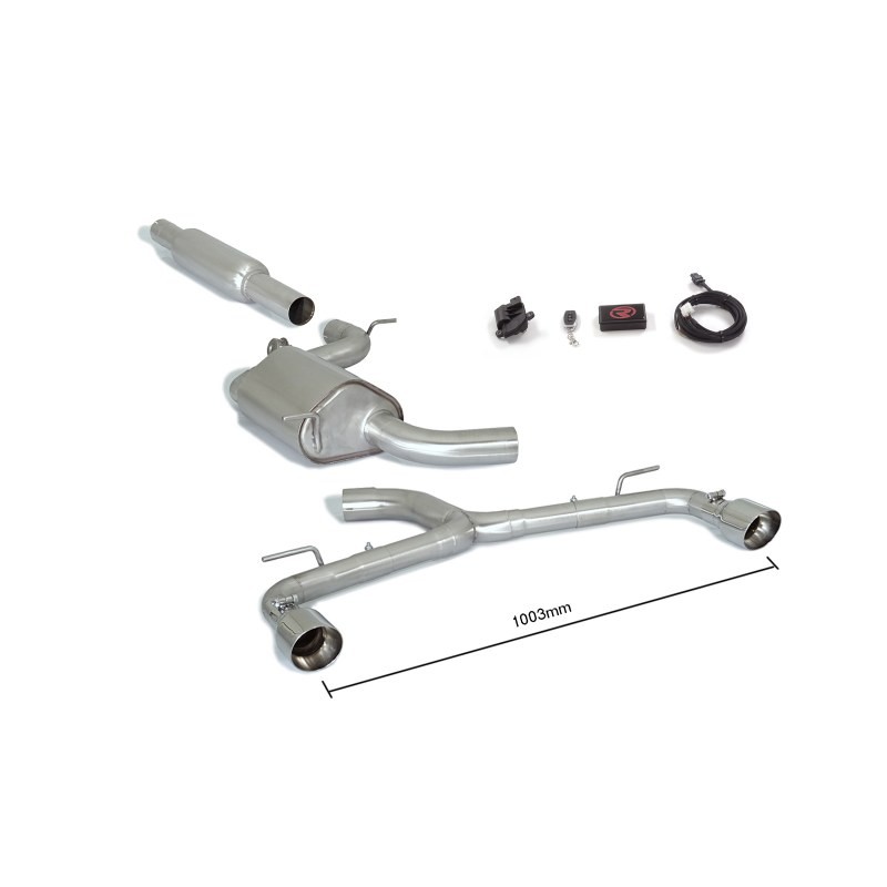 Silencieux antérieur en inox + Silencieux intermédiaire en inox + Tube arrière duplex en inox g/d avec 1 sortie ronde Sport L.