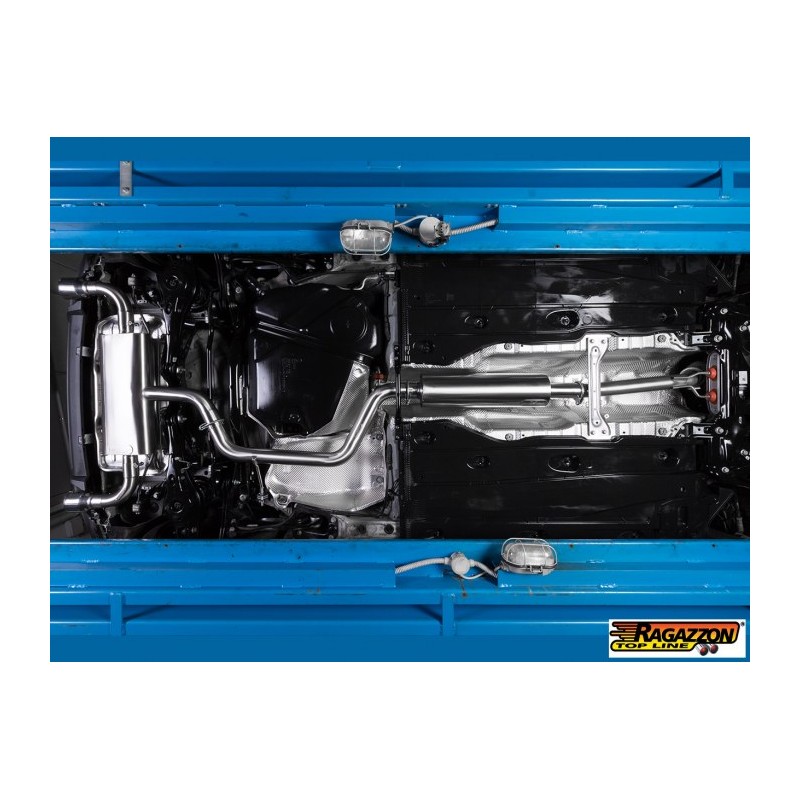 Silencieux antérieur en inox + Silencieux intermédiaire en inox + Tube arrière duplex en inox g/d avec 1 sortie ronde Sport L.